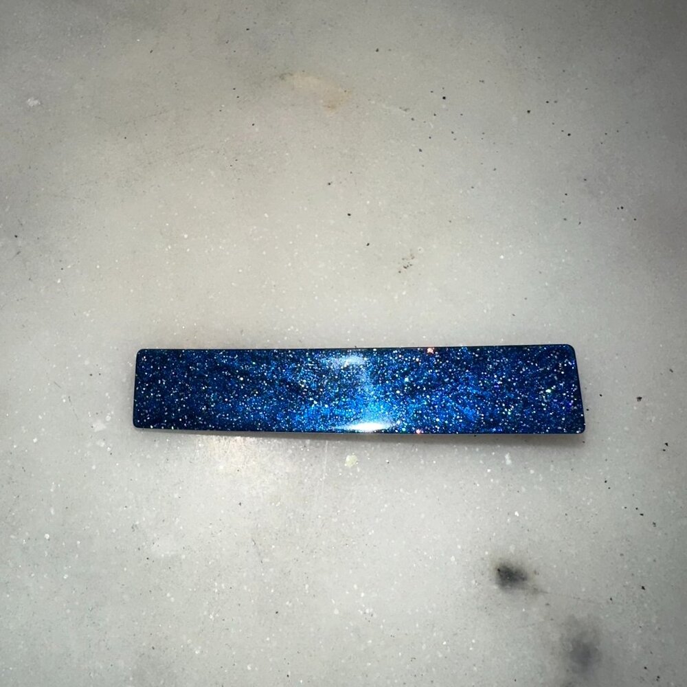 Handmade blue glitter resin hair clip